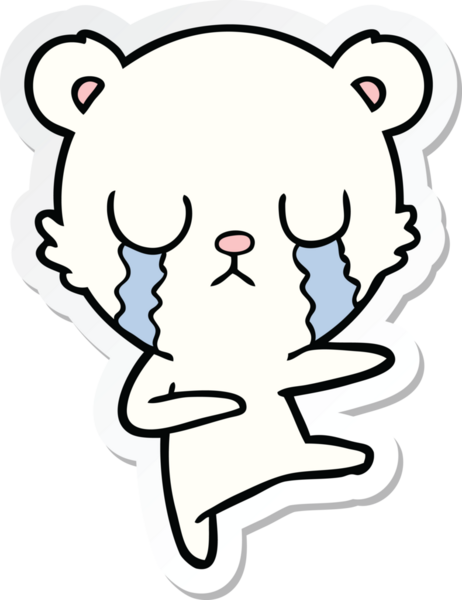 Bir insan tarafından çizilmiş ağlayan kutup ayısının çıkartması.