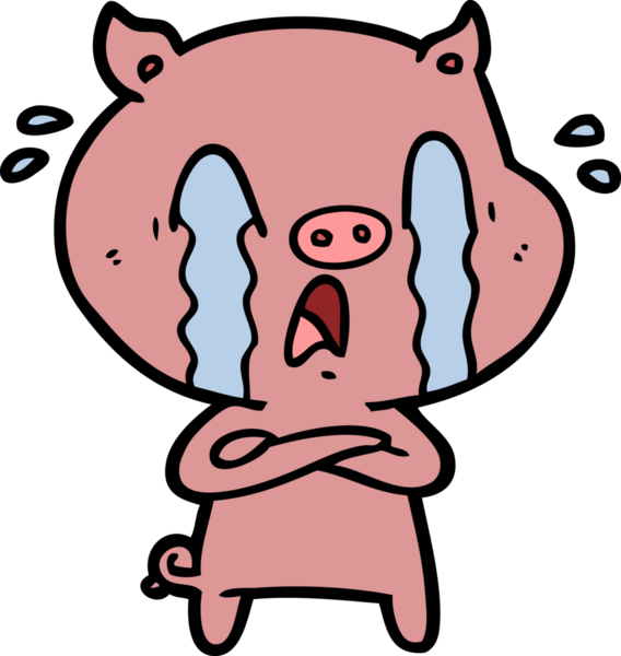 Bir insan tarafından çizilmiş ağlayan domuz çizgi filmi.