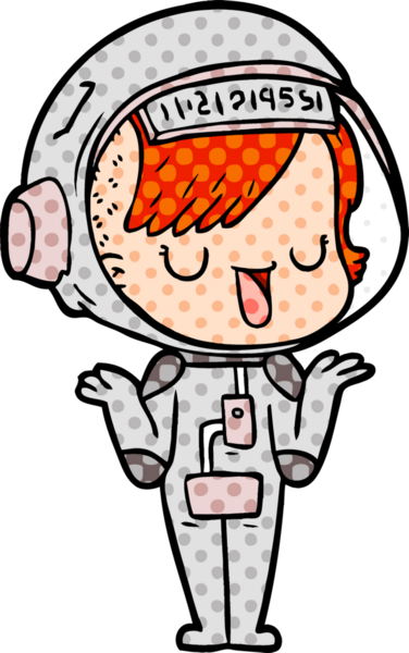 Bir insan tarafından çizilmiş astronot kadın.