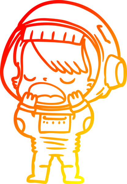 Konuşan bir astronotun bir insan tarafından çizilmiş sıcak çizgi çizimi