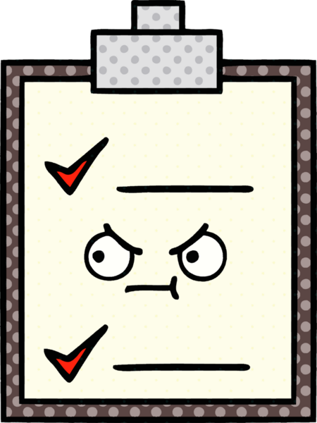bir insan tarafından çizilmiş kontrol listesinin çizgi roman tarzı karikatürü