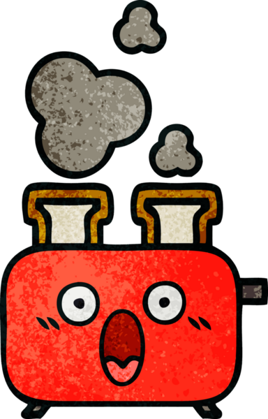 Bir insan tarafından çizilmiş bir tost makinesinin retro grunge doku karikatürü