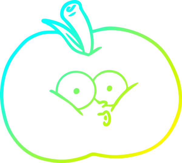 Bir insan tarafından çizilen elma karikatürünün soğuk gradyan çizimi