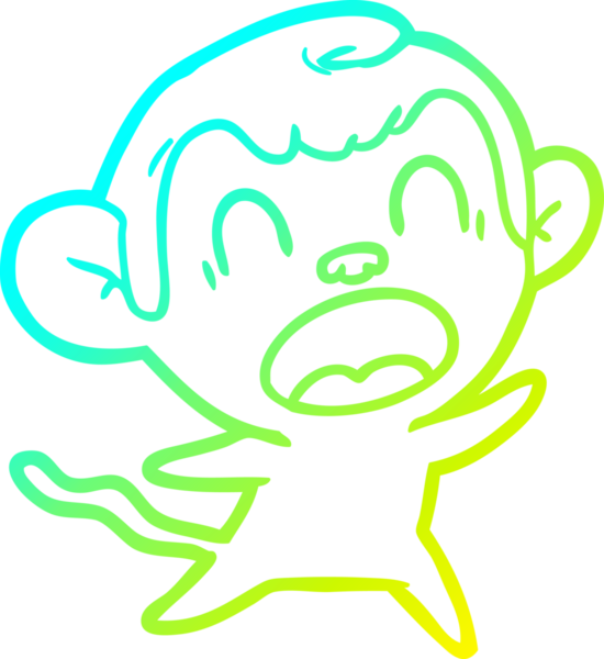 Bir insan tarafından çizilmiş bağıran çizgi film maymunu çizimi.