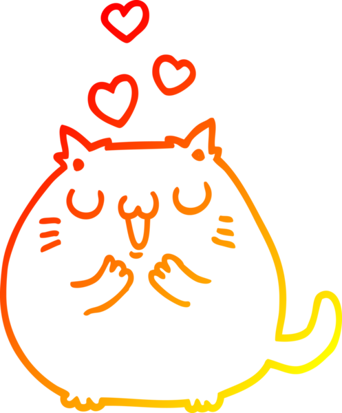 Sevimli bir çizgi film kedisinin insan tarafından çizilmiş sıcak çizgi çizgisi.