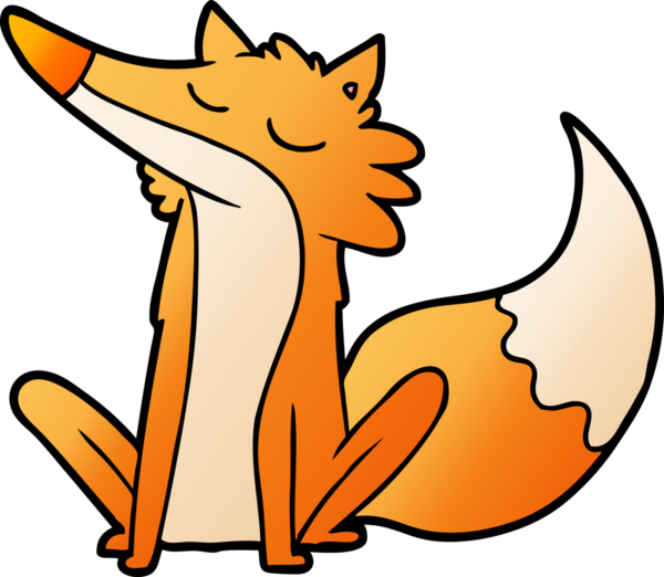 Bir insan tarafından çizilmiş tilki çizgi film karakteri