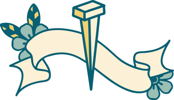 Bir insan tarafından çizilmiş demir çivi sancağıyla geleneksel dövme