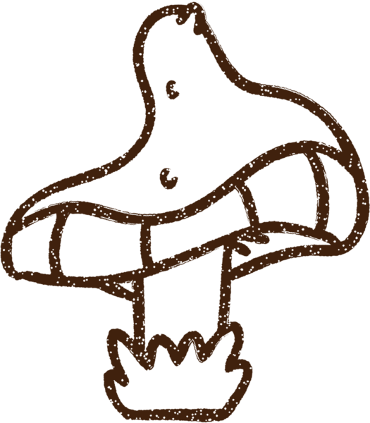 Bir insan tarafından çizilen mantar mantarı kömürü.