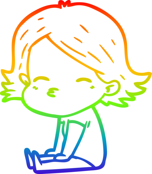 Gökkuşağı gradyan çizimi bir insan tarafından çizilmiş bir karikatür kadın