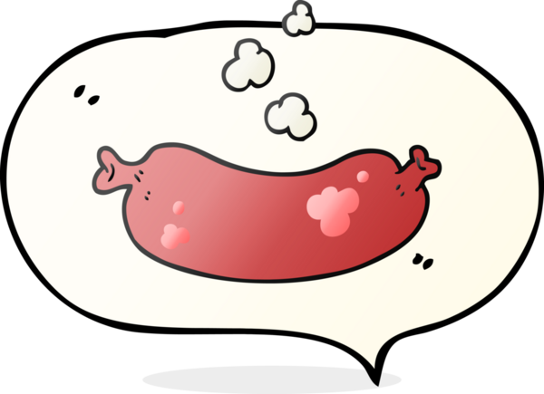 Bir insan tarafından çizilmiş serbest konuşma balonu karikatürü sıcak sosis.