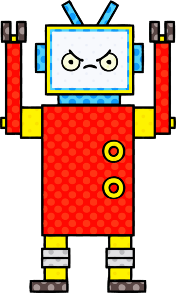 bir insan tarafından çizilmiş bir robotun çizgi roman tarzı