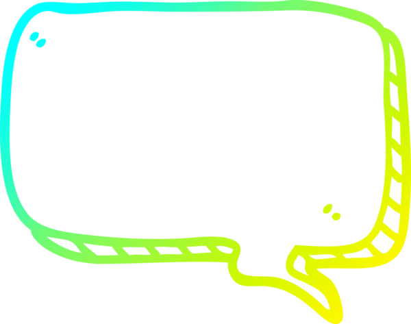 Bir insan tarafından çizilmiş bir çizgi film konuşma baloncuğunun soğuk gradyan çizimi