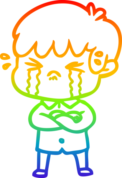 Bir insan tarafından çizilmiş ağlayan bir çocuğun çizdiği gökkuşağı gradyanı