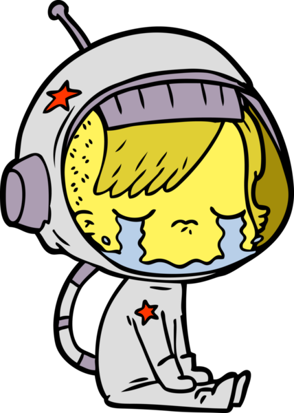 Bir insan tarafından çizilmiş ağlayan astronot kız.