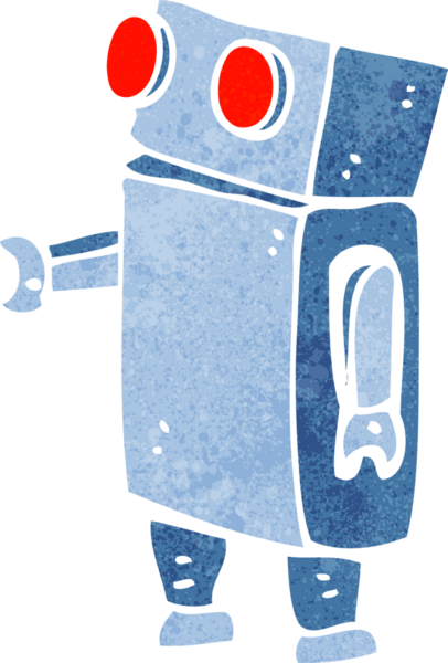 Bir insan tarafından çizilmiş çizgi film robotu