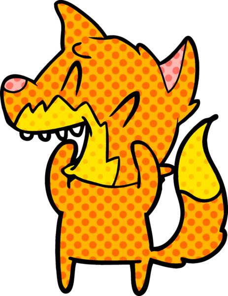 Bir insan tarafından çizilmiş gülen tilki çizgi filmi.