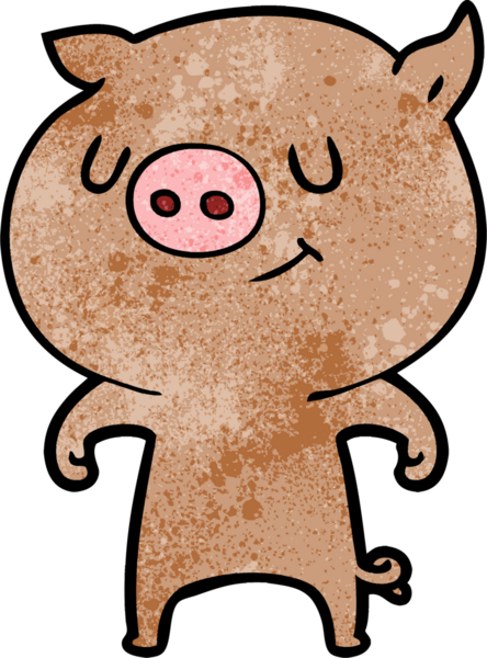 Bir insan tarafından çizilmiş mutlu çizgi film domuzu.