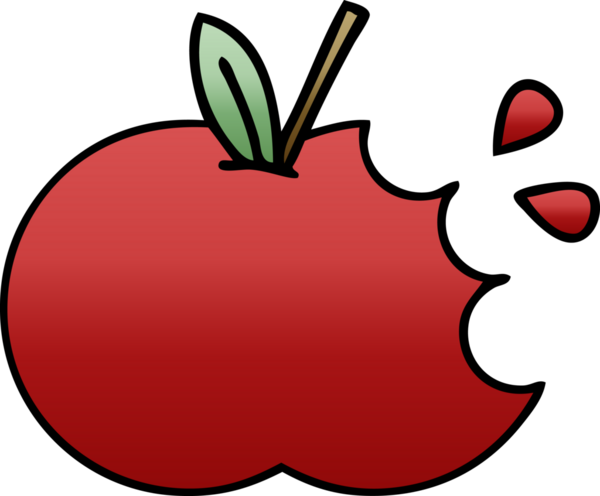 Bir insan tarafından çizilmiş kırmızı bir elmanın gölgeli çizgi filmi.