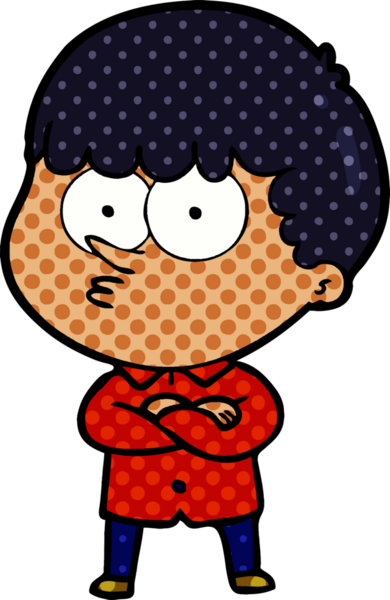 Bir insan tarafından çizilmiş meraklı bir çocuk.