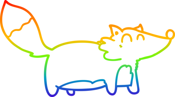 Gökkuşağı gradyan çizgisi bir insan tarafından çizilmiş şişman bir tilki çizimi