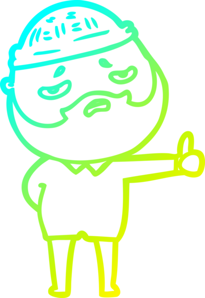 Bir insan tarafından çizilmiş sakallı, endişeli bir çizgi film çizimi.