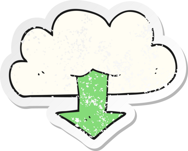 Bir insan tarafından çizilmiş buluttan indirilen bir çizgi filmin geriletilmiş etiketi.