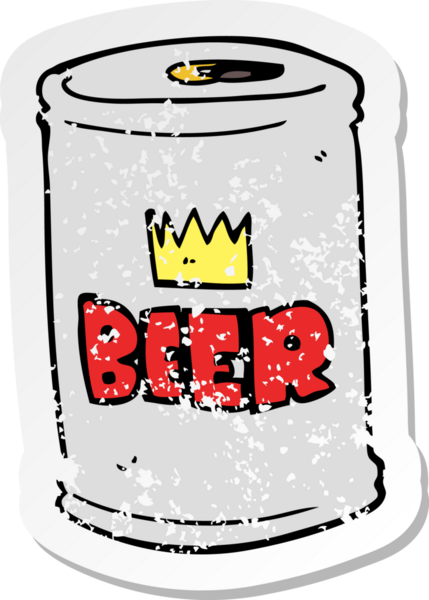 Bir insan tarafından çizilmiş karikatür bira kutusunun gerilimli yapıştırması.