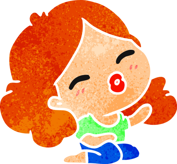 Bir insan tarafından çizilmiş sevimli bir kawai kızının serbest çizimi.