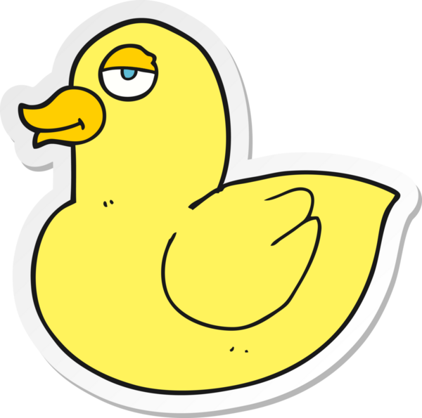 Bir insan tarafından çizilmiş bir ördeğin çıkartması.