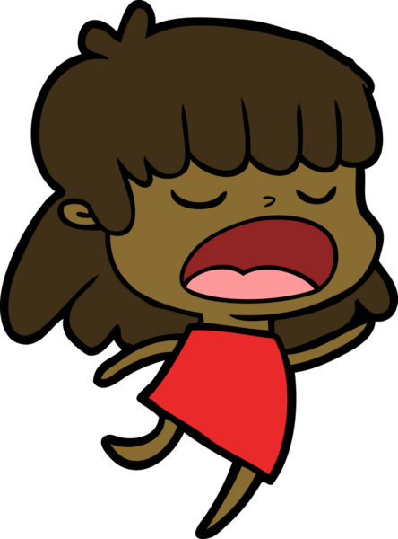 Çizgi filmdeki kadın bir insan tarafından yüksek sesle çizilmiş.