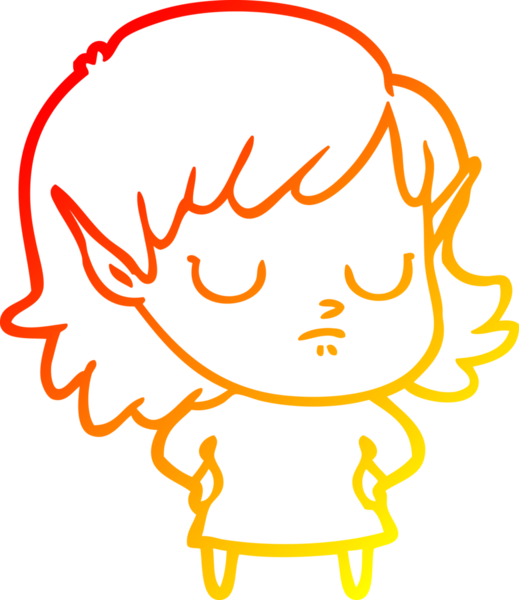 Bir insan tarafından çizilmiş çizgi film karakteri bir elf kızı çizimi