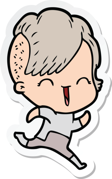 Bir insan tarafından çizilmiş mutlu bir hippi kızın çıkartması.