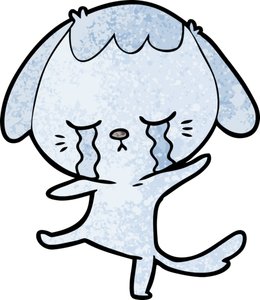 Bir insan tarafından çizilmiş ağlayan çizgi film köpeği.