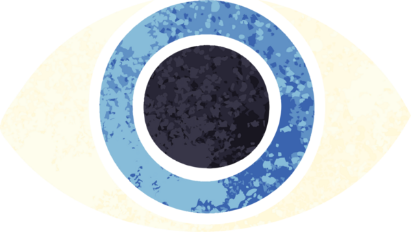 Bir insan tarafından çizilmiş retro illüstrasyon tarzı bir göz çizimi