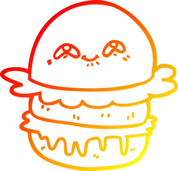 Bir insan tarafından çizilmiş bir fast food hamburgerinin sıcak çizgi çizimi