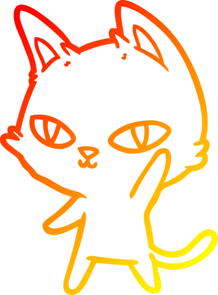 Bir insan tarafından çizilen çizgi film kedisinin sıcak çizgi çizimi