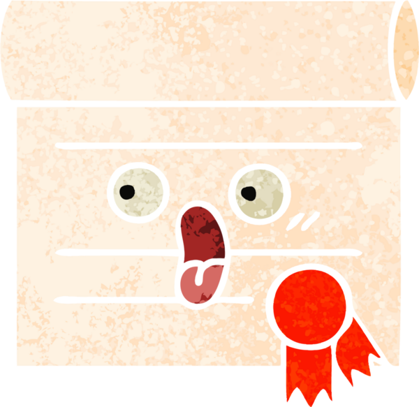 Bir insan tarafından çizilmiş bir sertifikanın retro illüstrasyon tarzı karikatürü