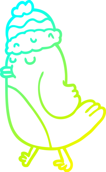 Soğuk gradyan çizgisi bir insan tarafından çizilmiş bir çizgi noel robininin çizimi.