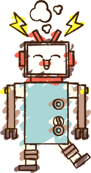 Bir insan tarafından çizilen robot tebeşiri.