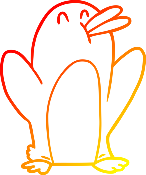 Bir insan tarafından çizilen karikatür pengueninin sıcak çizgi çizimi