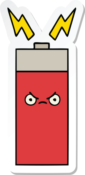 Bir insan tarafından çizilmiş şirin bir karikatür aküsünün çıkartması.