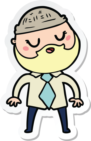 Bir insan tarafından çizilmiş sakallı sevimli bir karikatür adamın çıkartması.