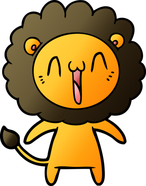 Bir insan tarafından çizilmiş mutlu çizgi film aslanı.