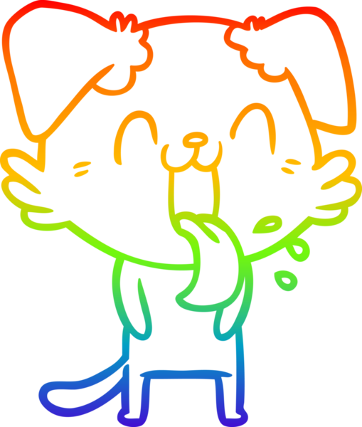 Gökkuşağı gradyan çizgi çizimi Bir insan tarafından çizilmiş nefes nefese bir köpek