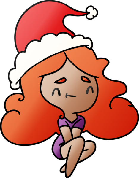 Bir insan tarafından çizilmiş Kawai kızının el çizimi gradyan çizgi filmi.