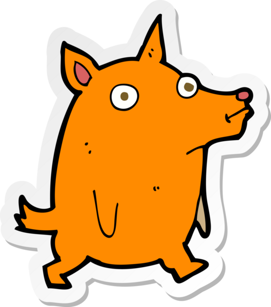 Bir insan tarafından çizilmiş komik küçük bir köpeğin çıkartması.