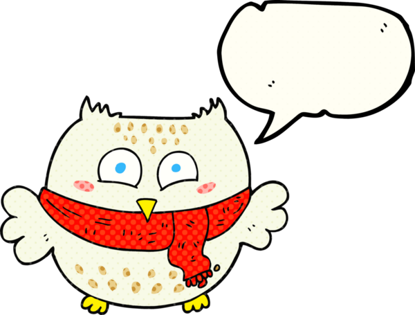 Bir insan tarafından çizilmiş serbest çizilmiş çizgi roman konuşma balonu baykuşu.