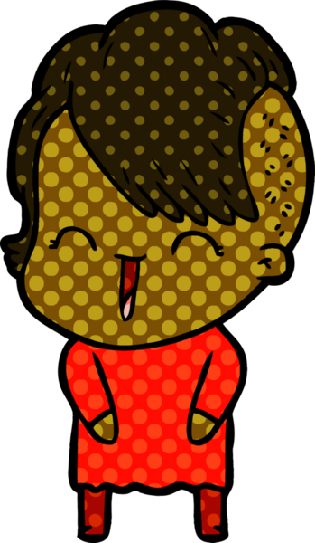 Bir insan tarafından çizilmiş mutlu hippi kız çizgi filmi.