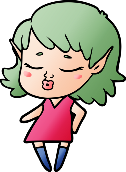 Bir insan tarafından çizilmiş güzel elf kızı.