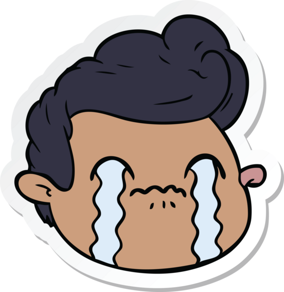 Bir insan tarafından çizilmiş, ağlayan bir çocuğun çıkartması.